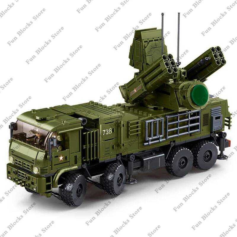 ntiaircraft Missile Vehicle Pantsir S1s Anti-Aircraft Car Model Building Blocks Sets Soldier Bricks