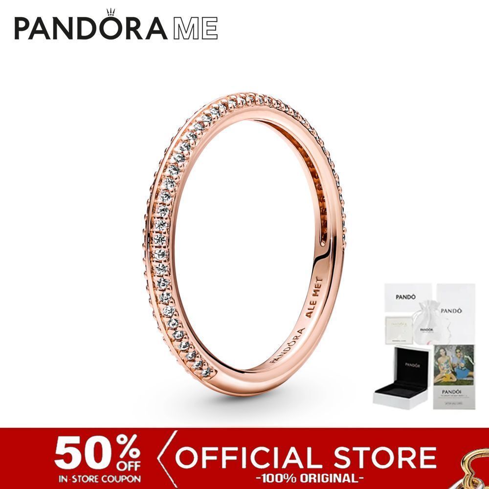 (ของแท้100%) Pandora Me Rose 14k Rose Gold-plated Ring With Clear Cubic Zirconia แหวนสีโรส แหวนแพนดอร่า แพนดอร่า