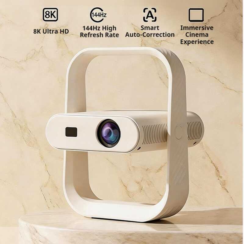 HY370 8K Electric Focus WiFi6 Android 14 5G Bluetooth Portable Home Mini Head Projector