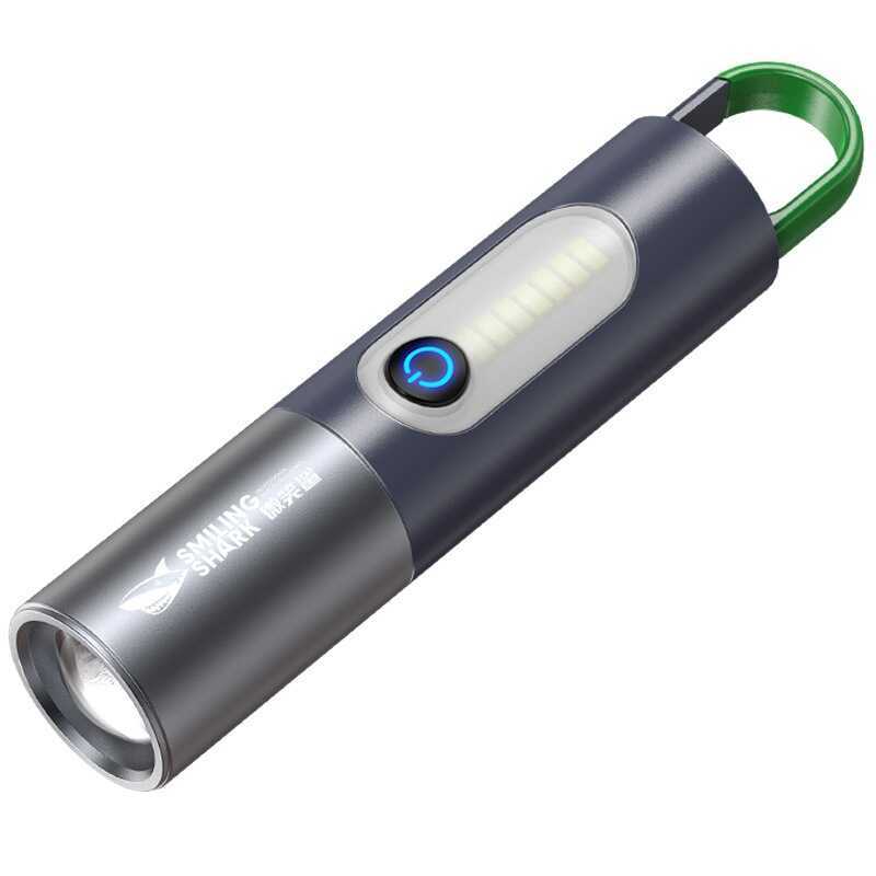 Smile Shark กลางแจ้งแบบพกพา M77 ไฟฉายซูม COB ฟลัดไลท์ขนาดใหญ่ Camping Light ไฟฉาย