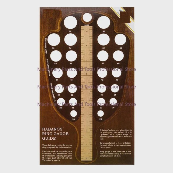 Cigar Caliper Measuring Inch Ring Diameter Length Comparison Table Cigar Measuring Card Paper Cigar