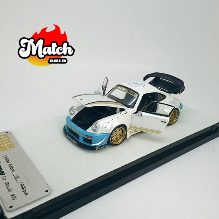 PGM 1: 64 Blue White porsche RWB สําหรับ porsche 930 โมเดลรถเปิดเต็มรูปแบบ