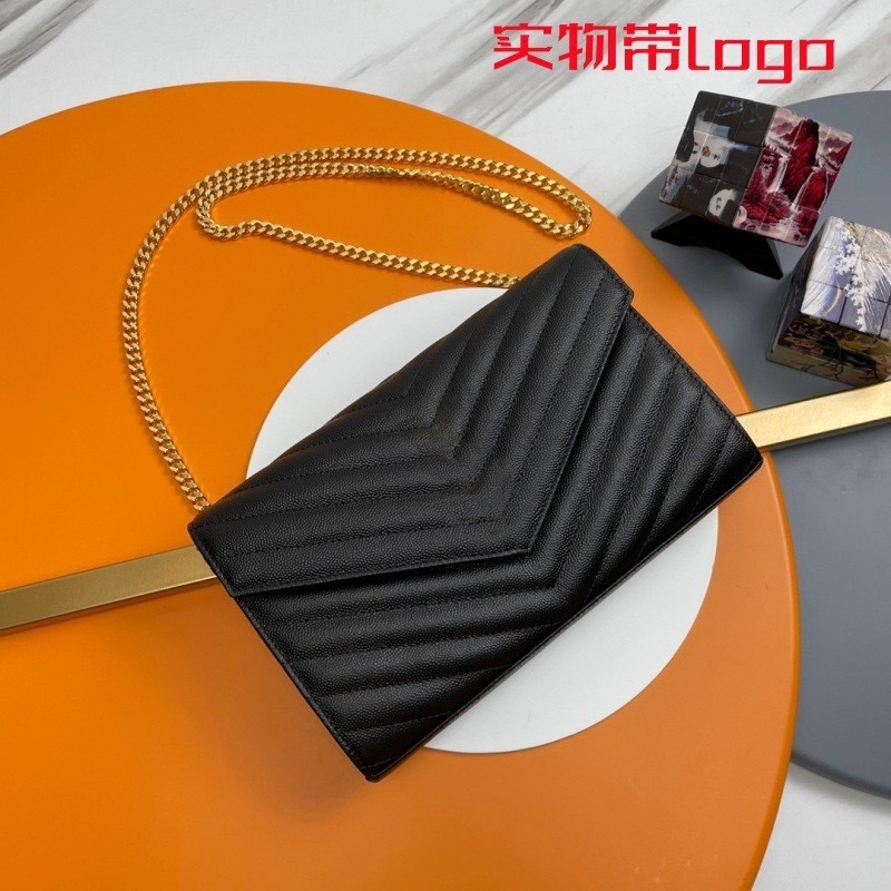 ยิงจริง❤ T Texture Yangshulin สไตล์คลาสสิก One-Shoulder Messenger Chain กระเป๋าหญิง WOC Caviar กระเป