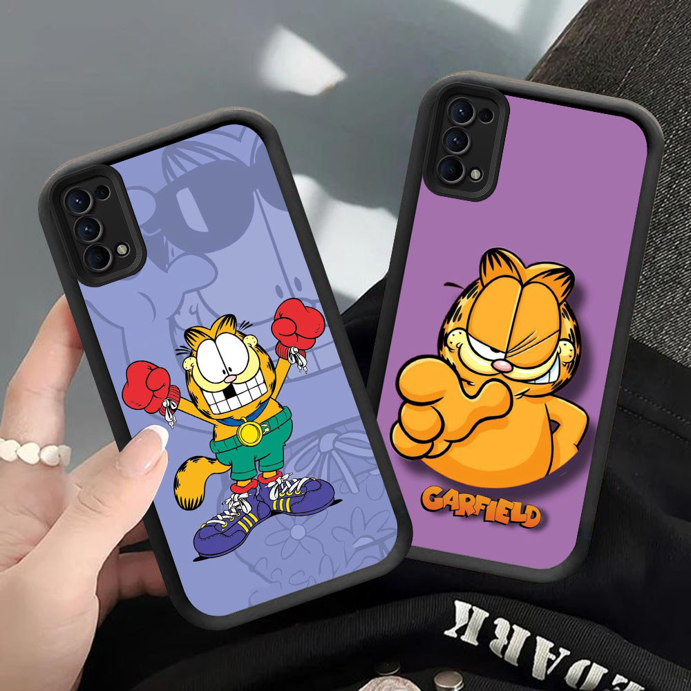 CK-58 Garfield น่ารักกันกระแทกสําหรับ OPPO A5 A5i Reno 4 5 6 ค้นหา X3 Lite Realme C65 Narzo N53 N63