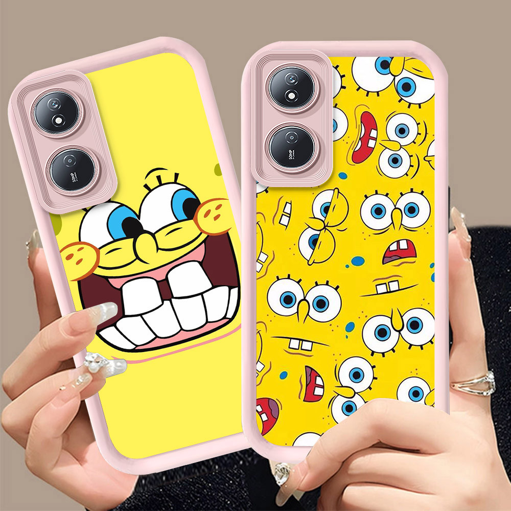 Q-25 SpongeBob ขาวดำเคสโทรศัพท์หรับ OPPO Reno 8T A2X A1X A98 A1 A60 F23 Pro 5G ปกสีชมพู
