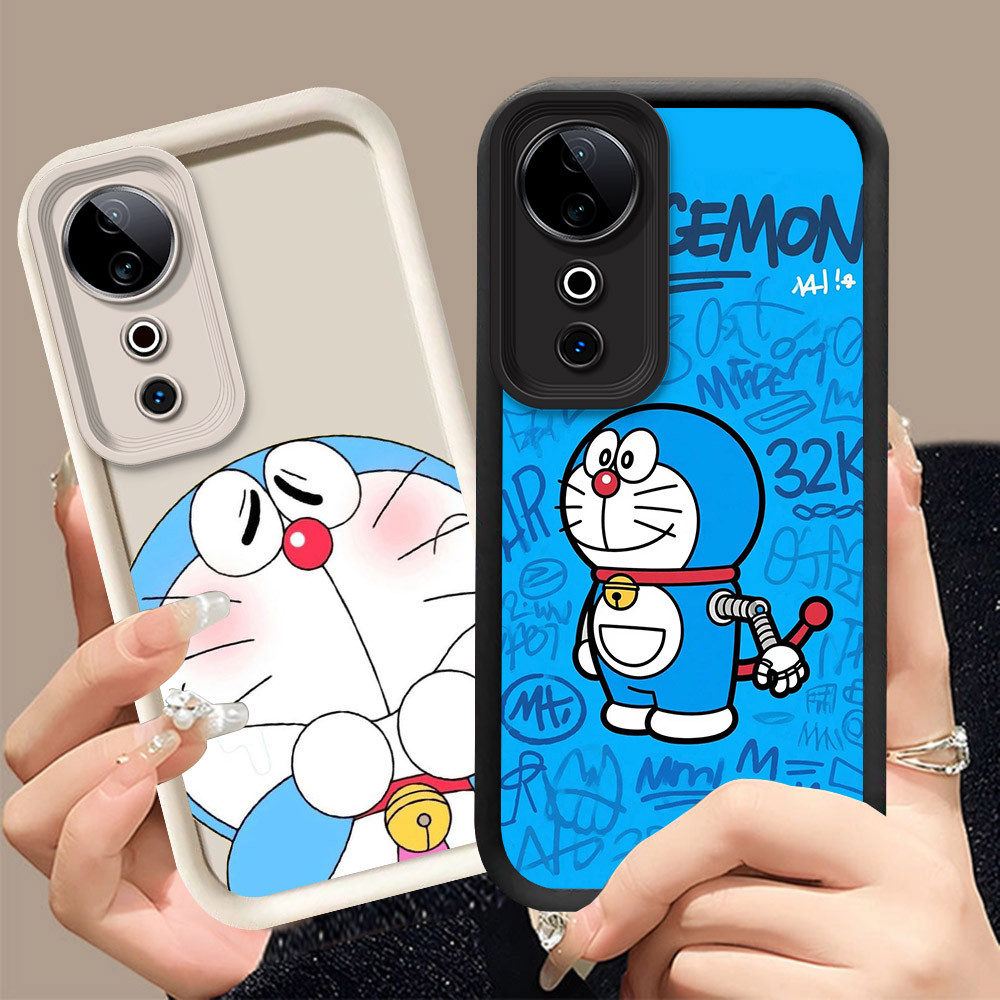 Q-27 Doraemon ขาวดำเคสโทรศัพท์หรับ VIVO V50 V40 V50E 5G ปกสีชมพู