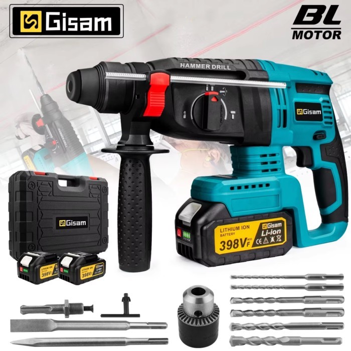 Gisam 26mm Brushless Electric Hammer Multifunctional Rotary Drill Hammer Cordless Rechargeable Powe