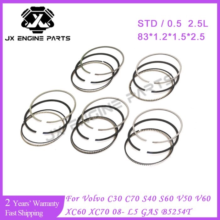 B5254T Engine STD 0.5 Piston Rings Set For Volvo 2.5 C30 C70 S40 S60 V50 V60 XC60 XC70 2.5L 2.5T T5