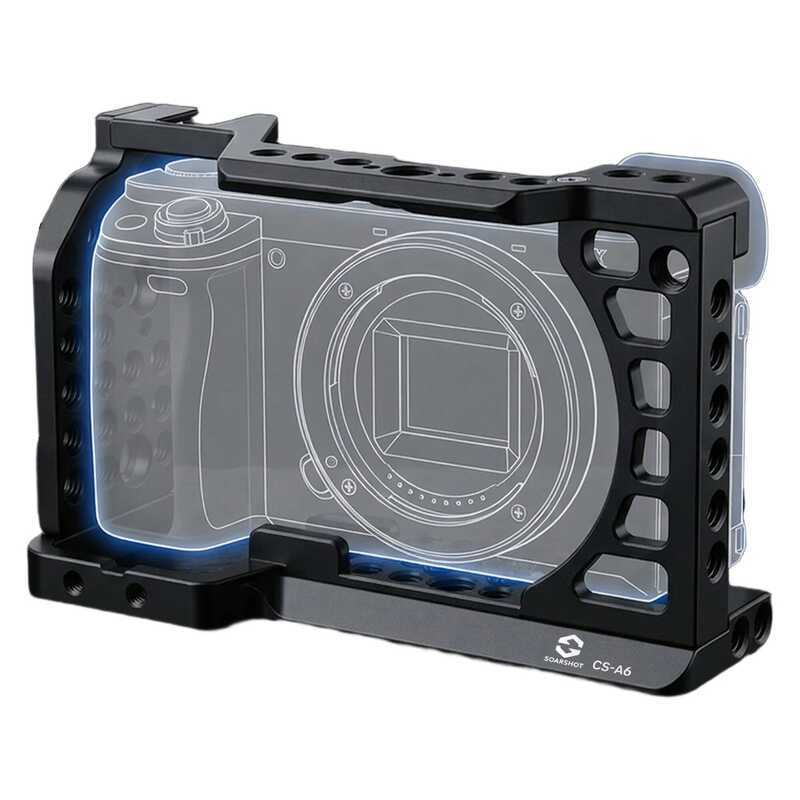 a Sony A6400 A6100 A6300 A6500 A6600 Aluminum Video Rig Cage With Cold Shoe ARRI Holes For Vlogging