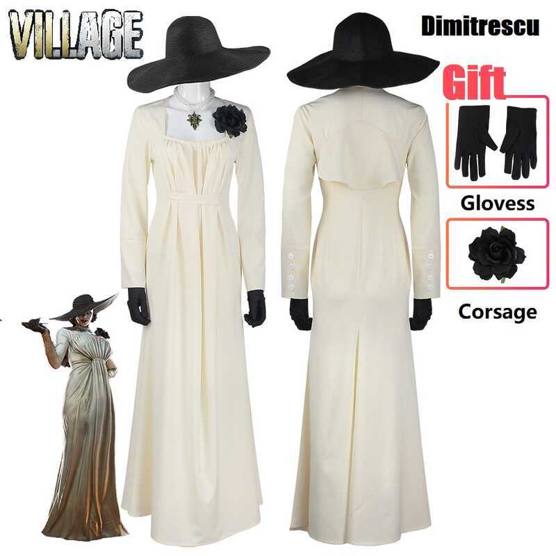 is Village Vampire Lady Dimitrescu Black Long Dress Party Stage Play Cosplay Costumewomen Halloween