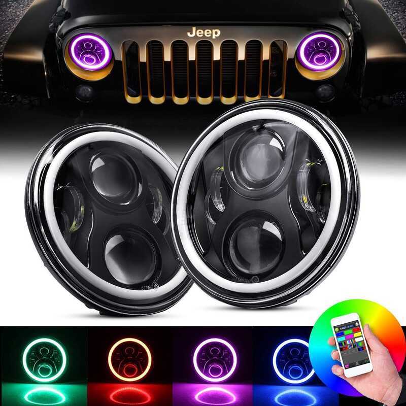 23 ซม.ดัดแปลงNorthรถ 212 Tole Y60LEDไฟหน้าRGBบลูทูธเปลี่ยนสีJEEP Wranglerไฟหน้าLED
