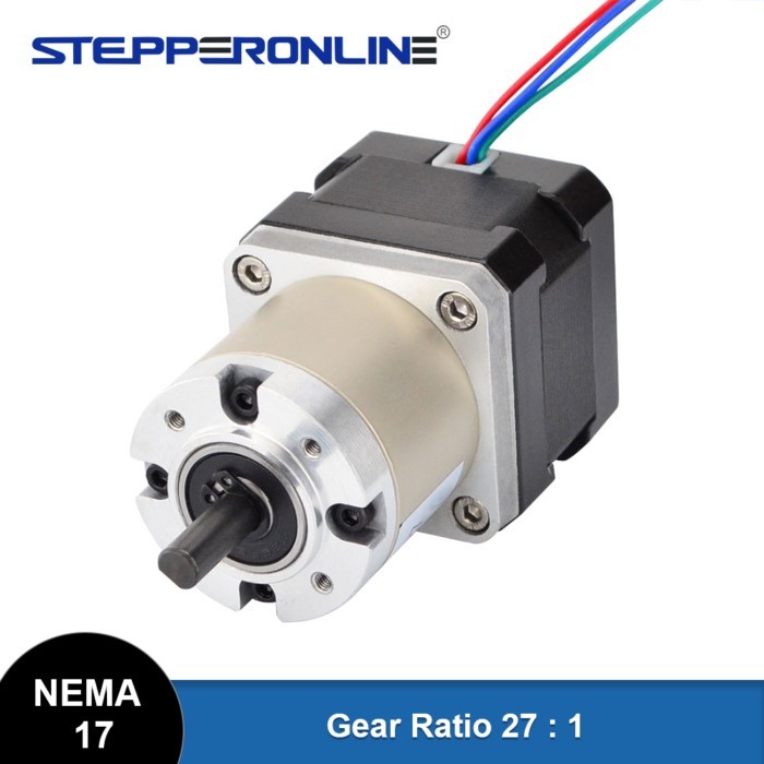 STEPPERONLINE Nema 17 Stepper Motor 4-lead 0.4A 0.52N.m Planetary Gearbox Motor Nema 17 Ratio 27:1