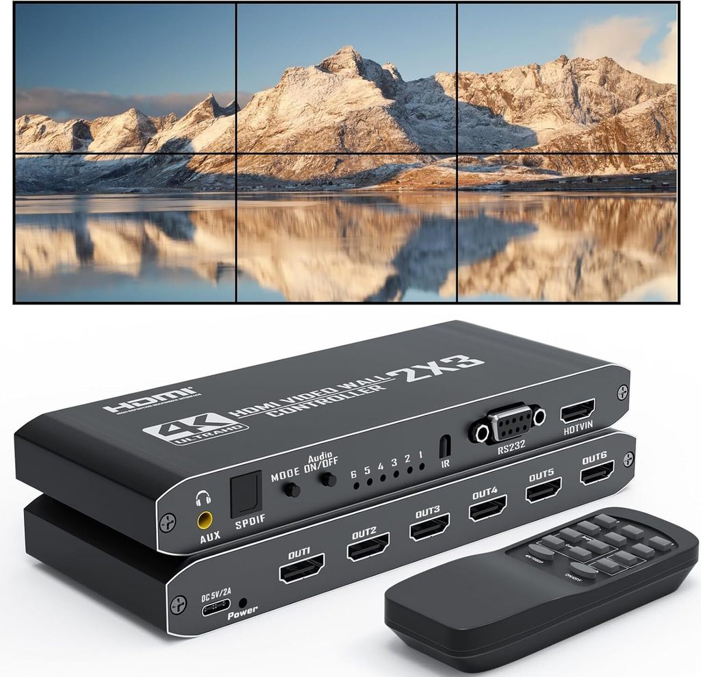 2x3 HDMI Video Wall Controller 1080P HDMI Video Screen Processor 2x3 1x2 1x4 1x3 2x1 3x1 4x1 สําหรับ