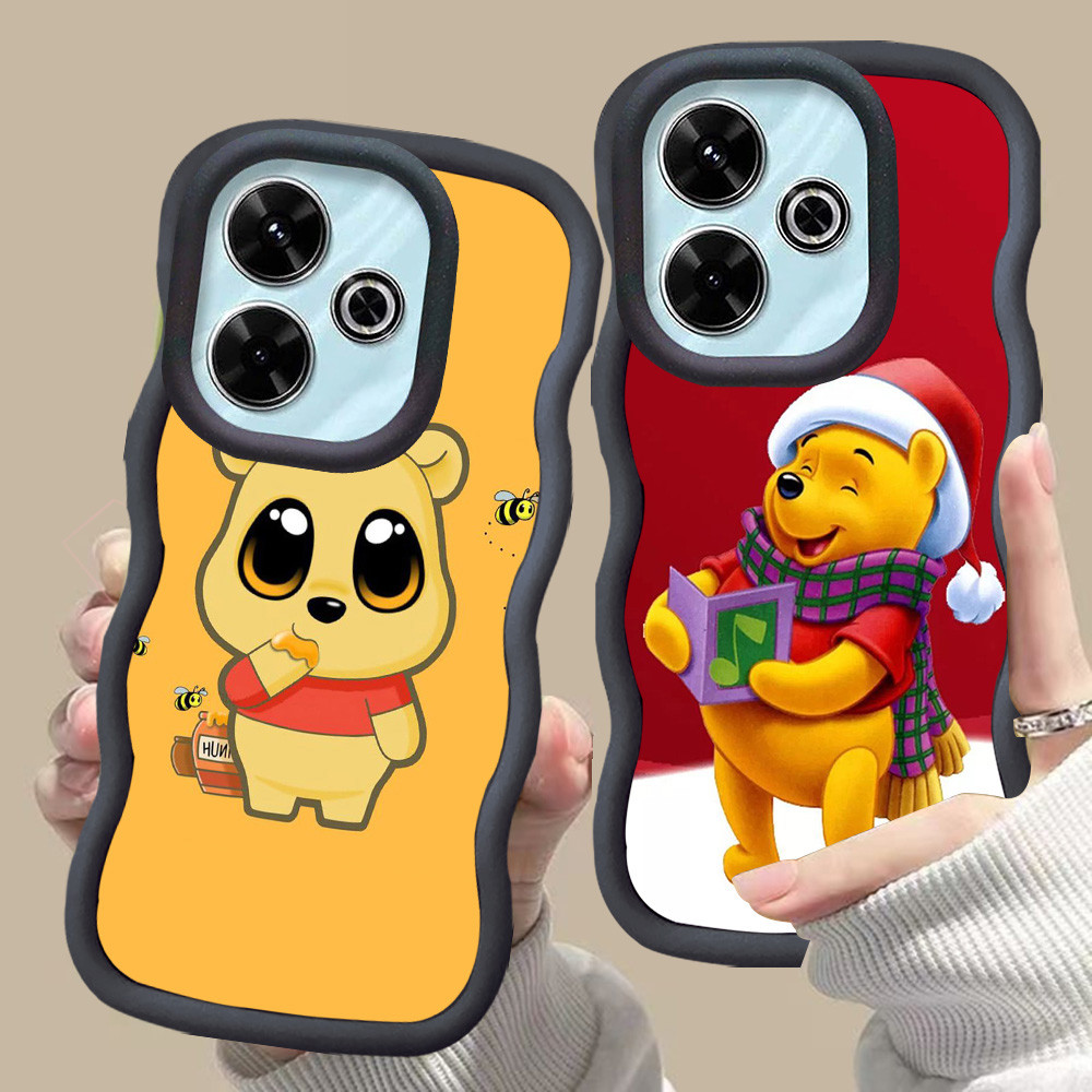 MERAH D-6 Winnie the Pooh Pink red Casing สําหรับ Xiaomi Redmi Note 14 Pro POCO C65 M6 Plus 5G สีดํา