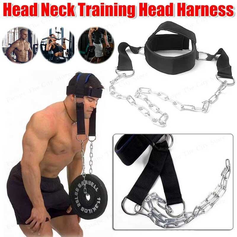 Gym Fiess Weight Bearing Cap สายรัดปรับได้พร้อมโซ่เหล็ก Exercr คอกล้ามเนื้อ Power Training