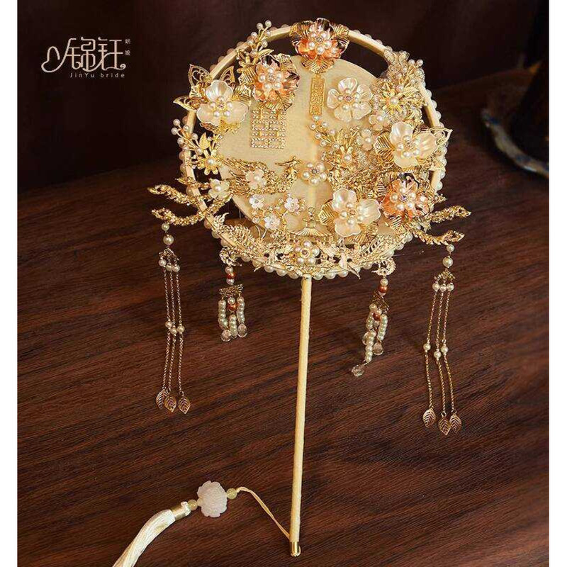 Jinyu Heavy Industry Group Fan เจ้าสาวแต่งงานพัดลมสําเร็จรูป Xiuhe Xi พัดลมงานแต่งงาน Birth Handmade