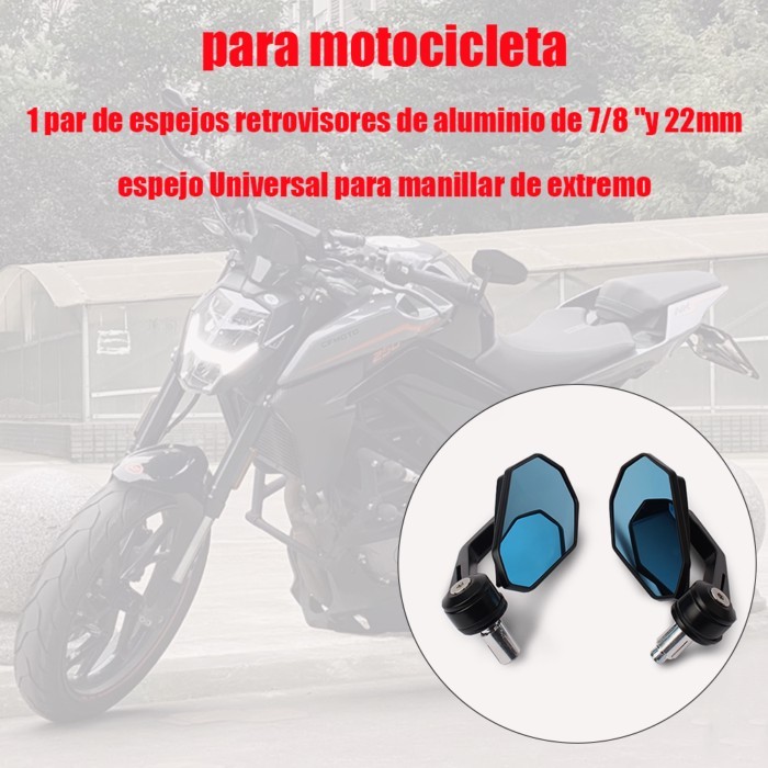 1 par de espejos retrovisores de aluminio de 7/8 "y 22mm para motocicleta, espejo Universal para ma