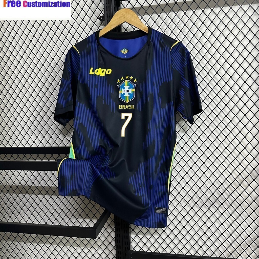 Free Custom ชื่อและหมายเลขFans Edition Brazil 2026/27 Mens Real Brazil Away Short Sleeves Football Jersey เสื้อยืด Tops