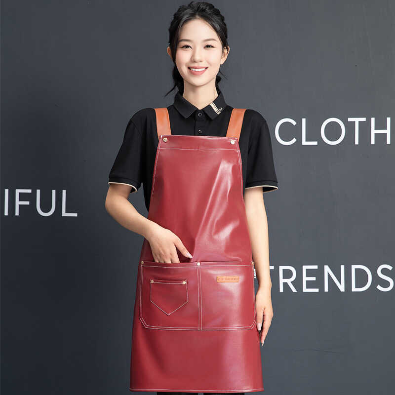 ผ้ากันเปื้อนหนัง PU H-Shaped Strap Library Studio Cafe Watter Work เอวกันน้ําโลโก้ปั๊มร้อน
