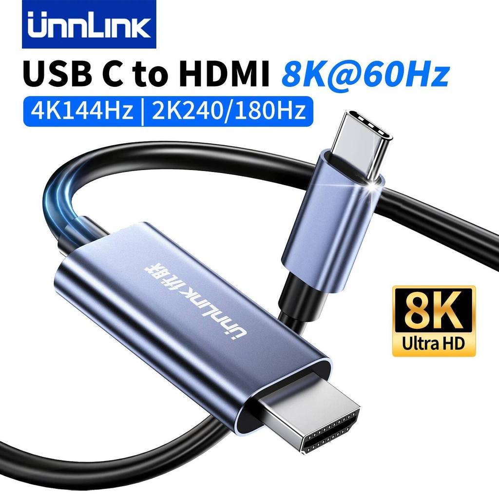 ใหม่ Unnlink 8K@60Hz สาย USB C ถึง HDMI 1.8 ม./5.91ft, 4K@144Hz, 2K@180Hz/240Hz HDR ใช้งานร่วมกับ Th