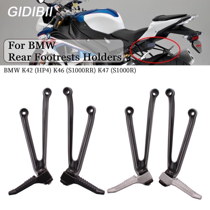 1 Pair Motorcycle Rear Passenger Footrests Set For BMW K42 HP4  K46 S1000RR K47 S1000R Foot Peg Hol