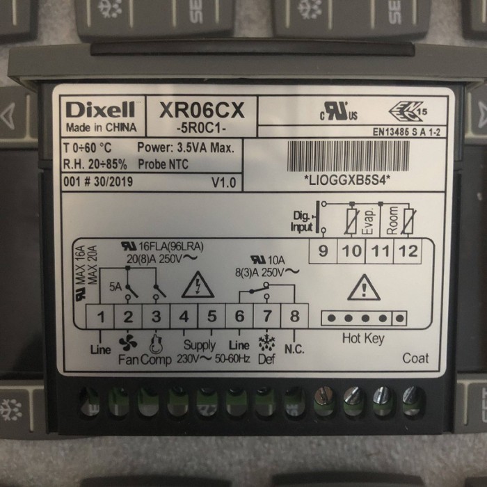 1 PCS Dixell XR06CX-5R0C1 230V/50-60Hz Digital Temperature Thermostat Controller Compressor Defrost