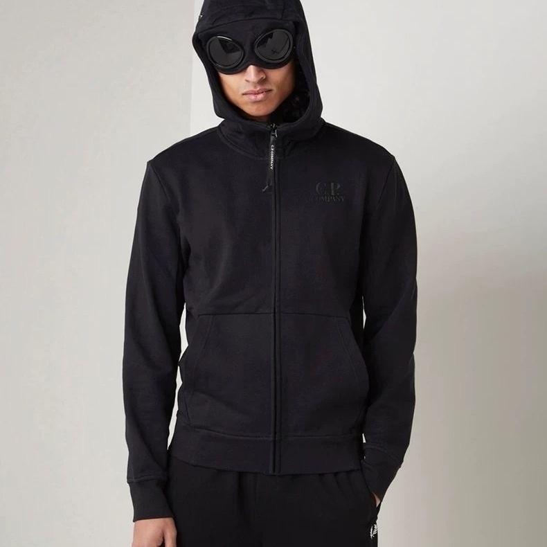 CP COMPANY เสื้อสเวตเตอร์ผ้าฟลีซคาร์ดิแกนพร้อมป้ายเลนส์ปักตัวอักษรเสื้ออินเทรนด์
