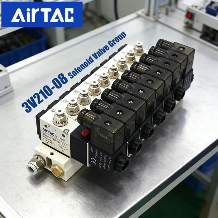 AIRTAC Two-position Three-way Solenoid Valve Group 3V210-08 Solenoid Valve Group AC220V DC24V Base