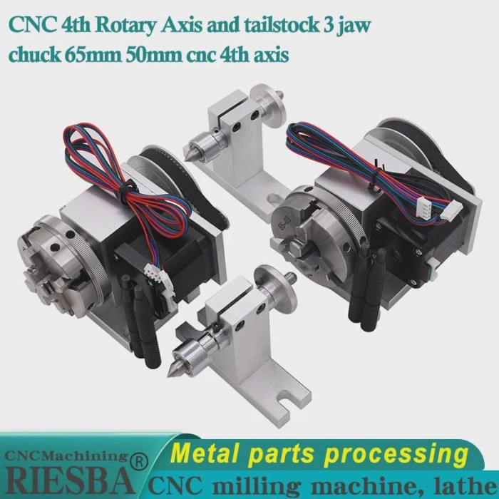 CNC 4th Rotary Axis and tailstock 3 jaw chuck 65mm 50mm cnc 4th axis rotary table Two phase 42 step