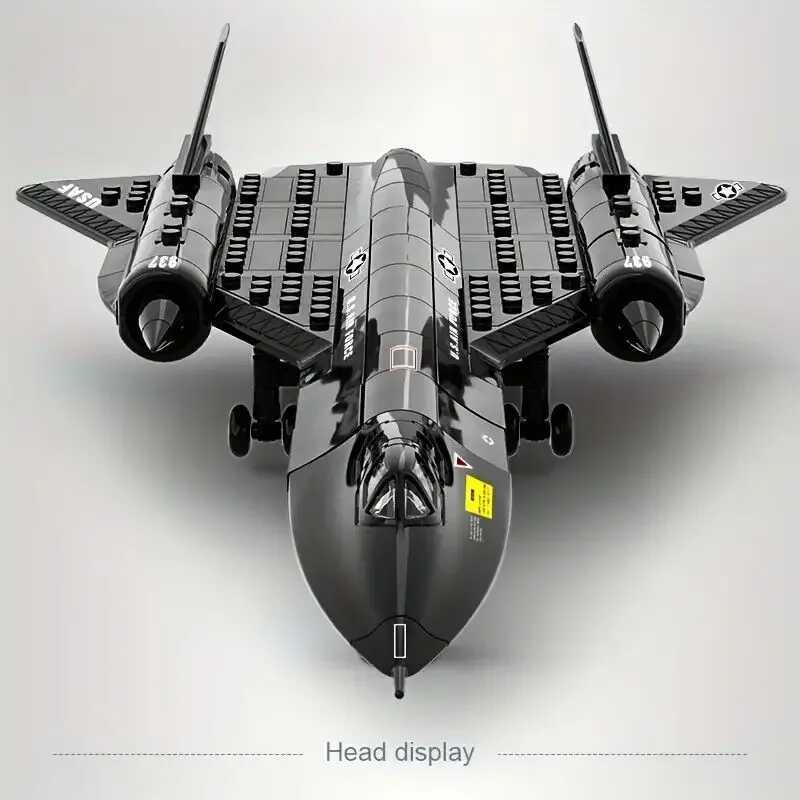 USA Sr71 Blackbird Stealth Ersonic Reconnaissance Aircraft Building Blocks Fighter Model Brick Kid