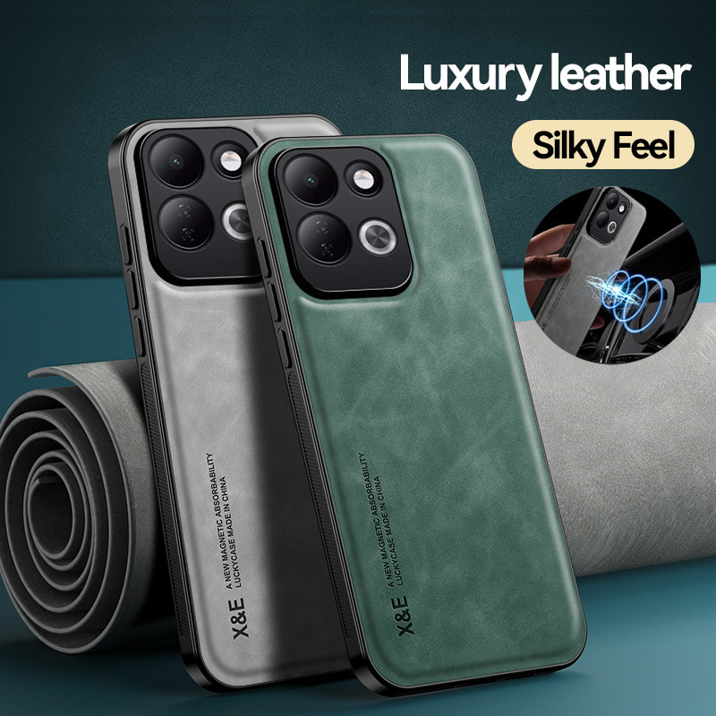 เคสแม่เหล็กสําหรับ Redmi 17 15C 15 ⭐Silky Feel Luxury Leather Car Holder Phone Cover⭐ เคสกันกระแทก X