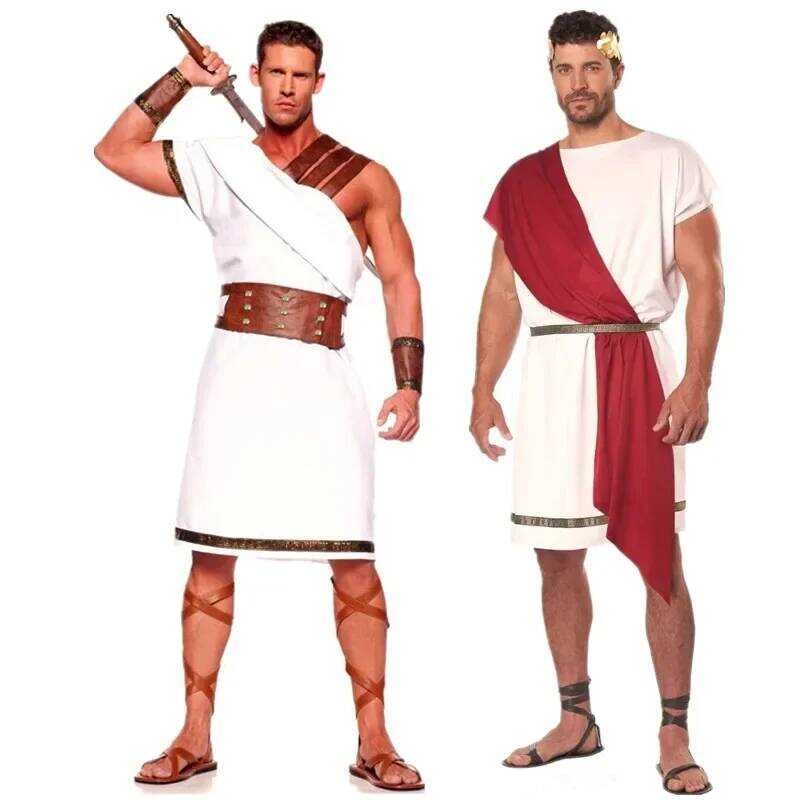 C Ancient Greek Roman Gladiator Costume Adult Men Halloween Carnival Party Cosplay Roman Solider Fa