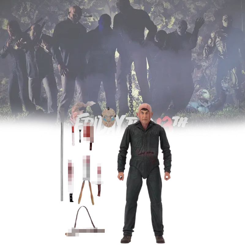 Friday 13th The Jason Roy Burns Pvc Action Figure พร้อมข้อต่อข้อต่อข้อต่อสําหรับและพัดลมแสดง