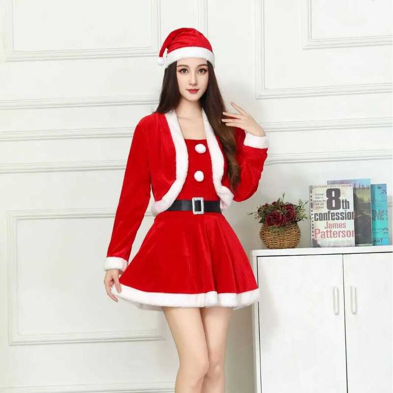 C New Fashion Miss Claus Suit Women Christmas Fancy Party Dress Sexy Outfits Santa Sweetie Cosplay