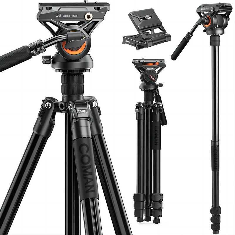 COMAN KX3939 PLUS Professional กล้อง Monopod ขาตั้งกล้องสําหรับ DSLR กล้องวิดีโอของเหลวหัว QR แผ่นใช