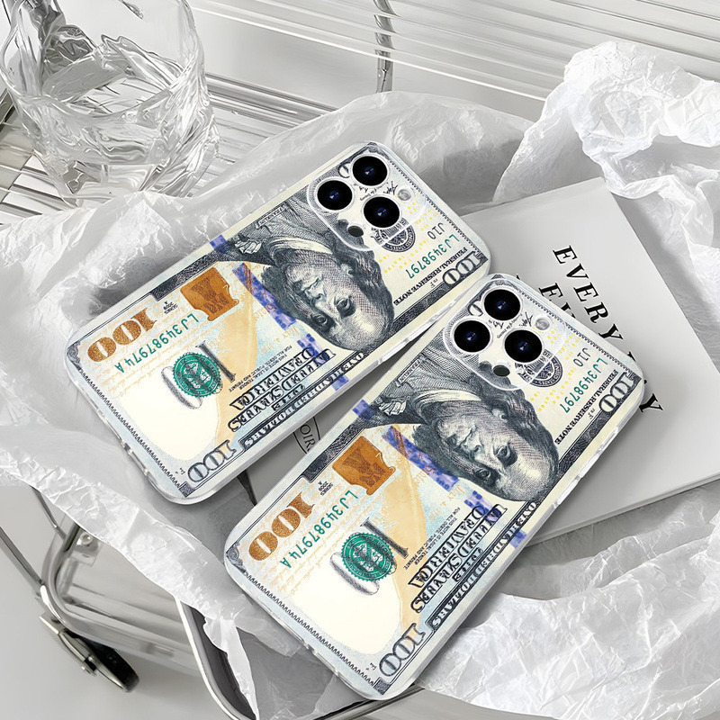 (สต็อกในพื้นที่) Dollar Bill พิมพ์เคสโทรศัพท์กันกระแทก Anti Scratch Hard Case สําหรับ IPhone 14 13 1