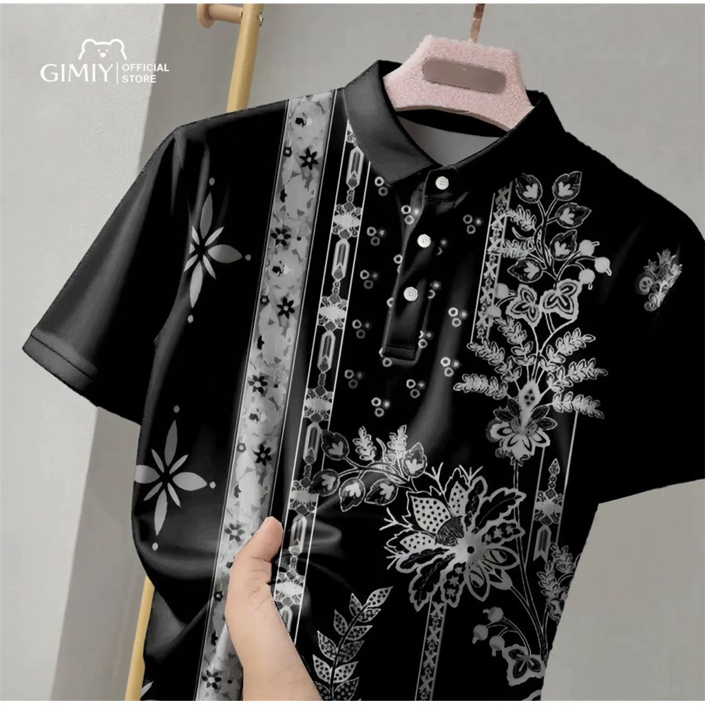 BOHEMIAN FLORAL PRINT HAWAIIAN SHIRT, สีผู้ชาย BLOCK LAPEL SHORT SLEEVE, CASUAL VACATION STYLE‌
