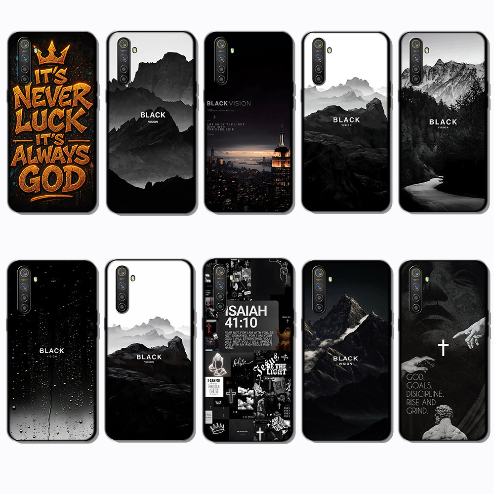 เคสโทรศัพท์สีดําแบบนุ่มสําหรับRealme 3 5 6 Pro 5i 5s 6i 7i Black Vision caseg
