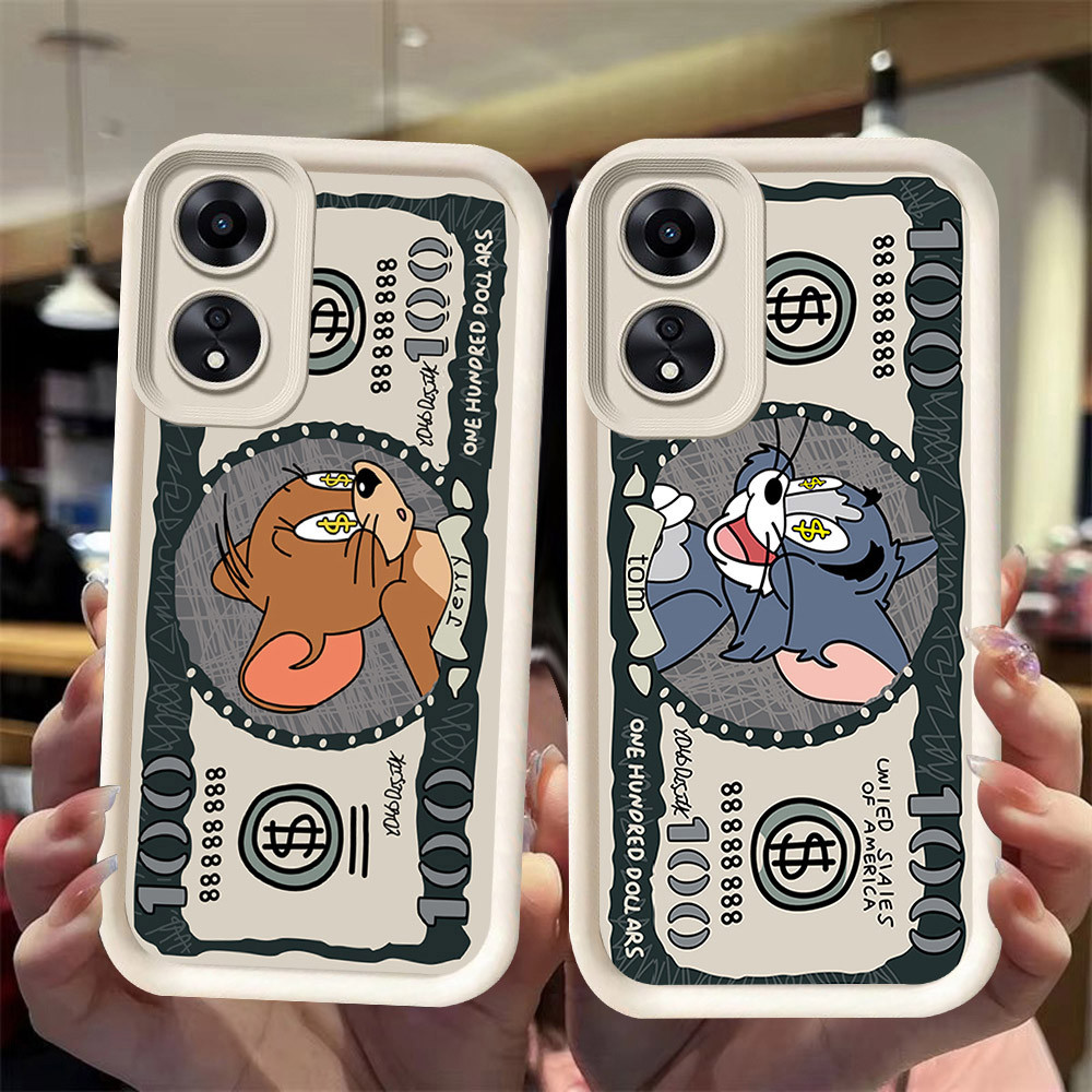 J-16 New Cat Mouse ดำขาวชมพูเคสโทรศัพท์หรับ OPPO A98 Reno 8T A1 A1X A60 F23 A2X Pro 5G