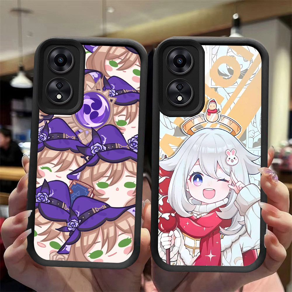 J-37 Genshin Impact ดำขาวชมพูเคสโทรศัพท์หรับ OPPO A98 Reno 8T A1 A1X A60 F23 A2X Pro 5G
