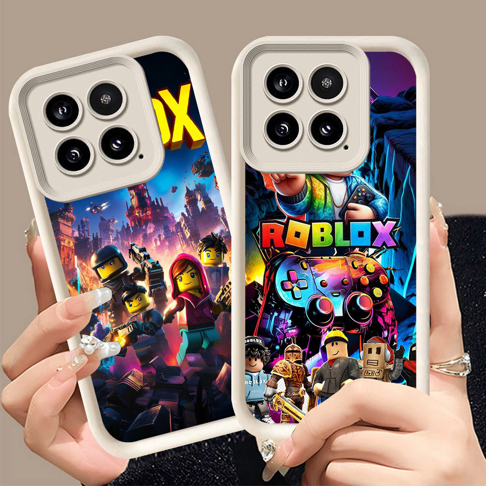 Q-24 Roblox ขาวดำเคสโทรศัพท์หรับ Xiaomi POCO M5S 14T X5 X6 Pro ปกสีชมพู