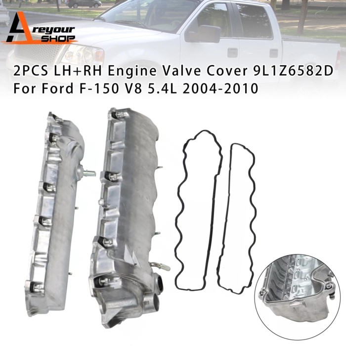 2PCS LH+RH Engine Valve Cover 9L1Z6582D for Ford F-150 V8 5.4L 2004 2005 2006 2007 2008 2009 2010