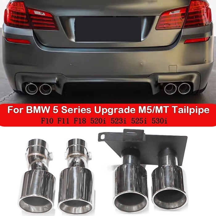 Quad Exhaust For BMW F10 F11 F18 525i 520i 530i 523i 5 Series Petrol Model Upgrade M5 MT Rear Bumpe