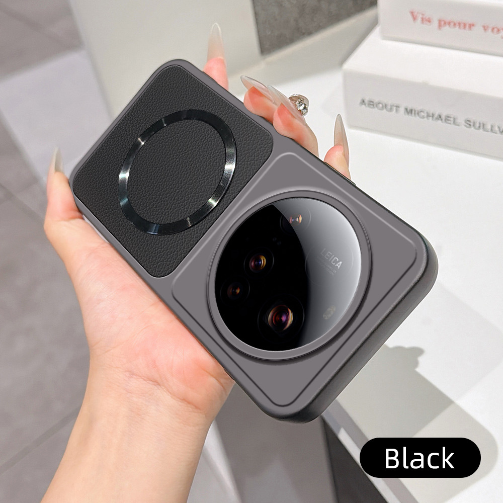 ปลอกสําหรับ XiaoMi 15Ultra 14 Ultraกรณีใหม่ลิ้นจี่รูปแบบCDแหวนแม่เหล็กUltra-ThinสําหรับXiaomi 15 UltraกันกระแทกกันชนFunda