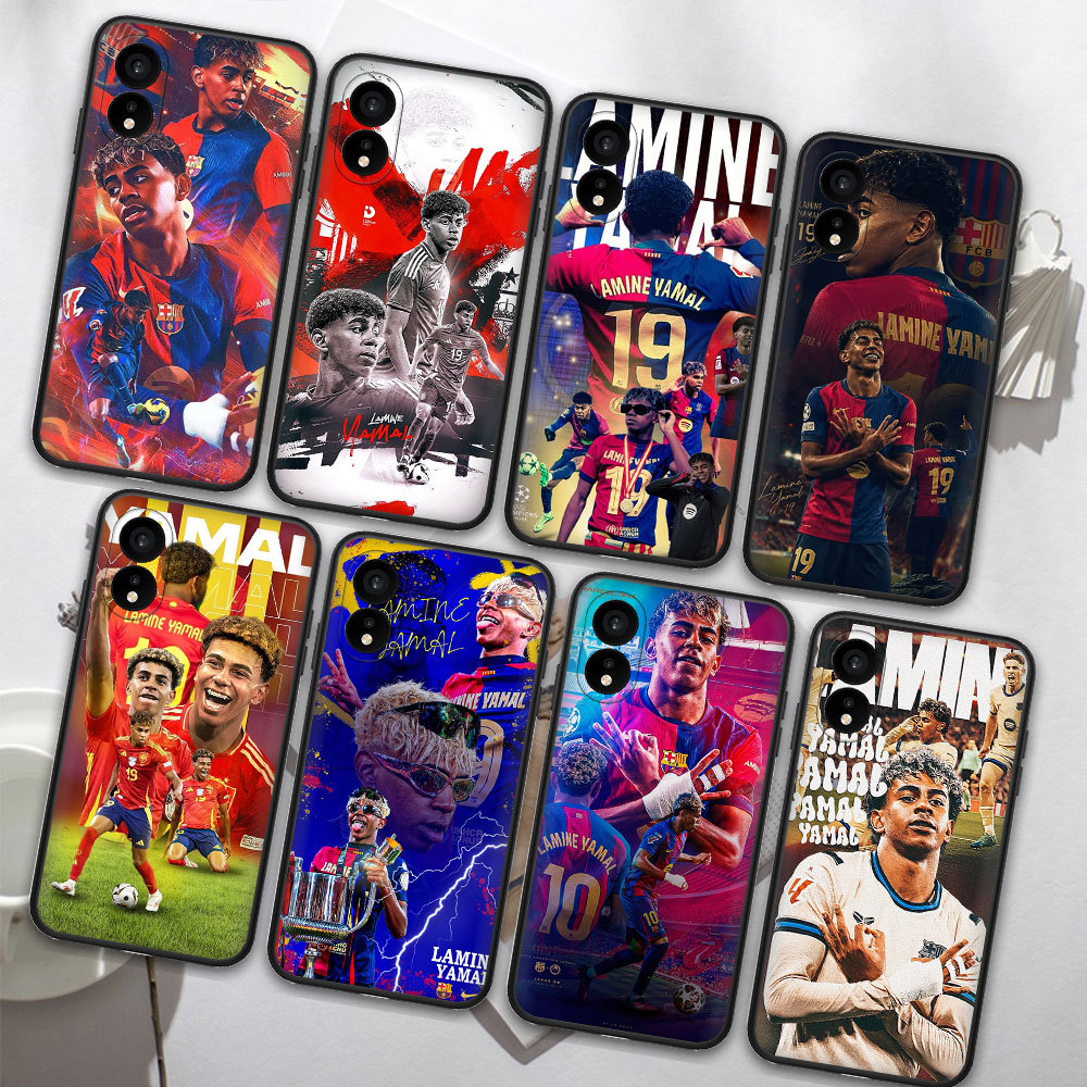 ปกอ่อน OPPO A18 A38 A58 A78 A98 A35 A53S A53 A32 F23 A1 C8Y7 Lamine Yamal เคสโทรศัพท์สีดํานุ่ม