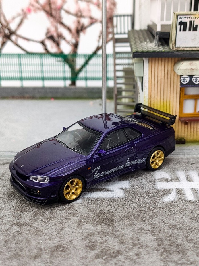 พร้อมสต็อก MINIGT Alloy 1: 64 Nissan Skyline GT-R R34 Tommykaira Midnight Purple Car รุ่น 616