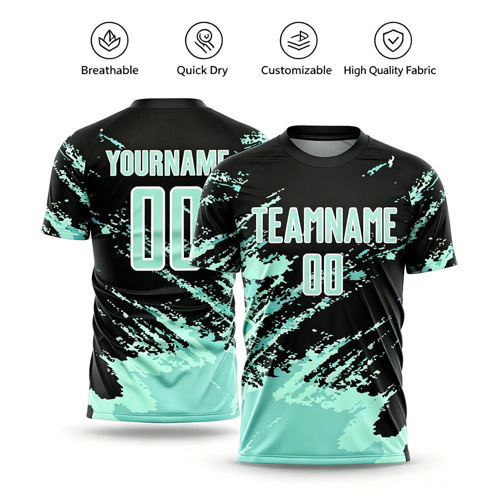 Custom Batch ชื่อและหมายเลข Graffiti เสื้อฟุตบอล Royal Light Blue Scratch Sublimation Uniform Unisex ผู้ชายผู้หญิงเกมทีมสวมใส่ Viral Baju Bola SporJersey