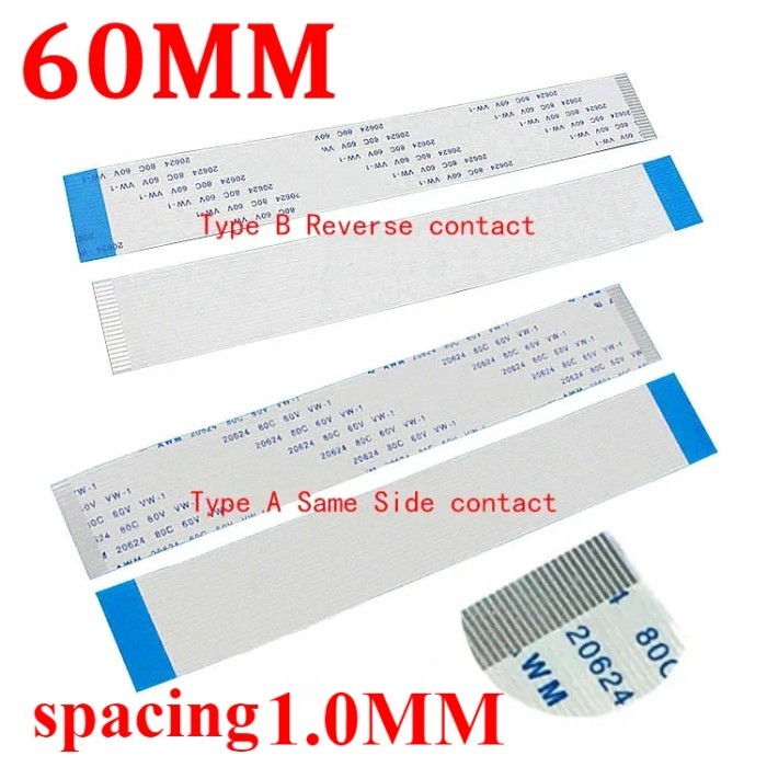 100Pcs FPC Flexible Flat Cable FFC 1.0MM 60MM A/B type interface 4P 5P 6P 8P 10P 12P 14P 16P 18P 20
