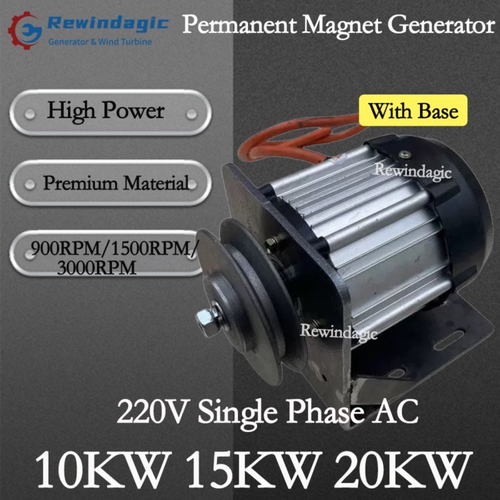 Low Noise 10000W Permanent Magnet Brushless Generator 20000W 3000RPM 1500RPM 900RPM 220V Single Pha