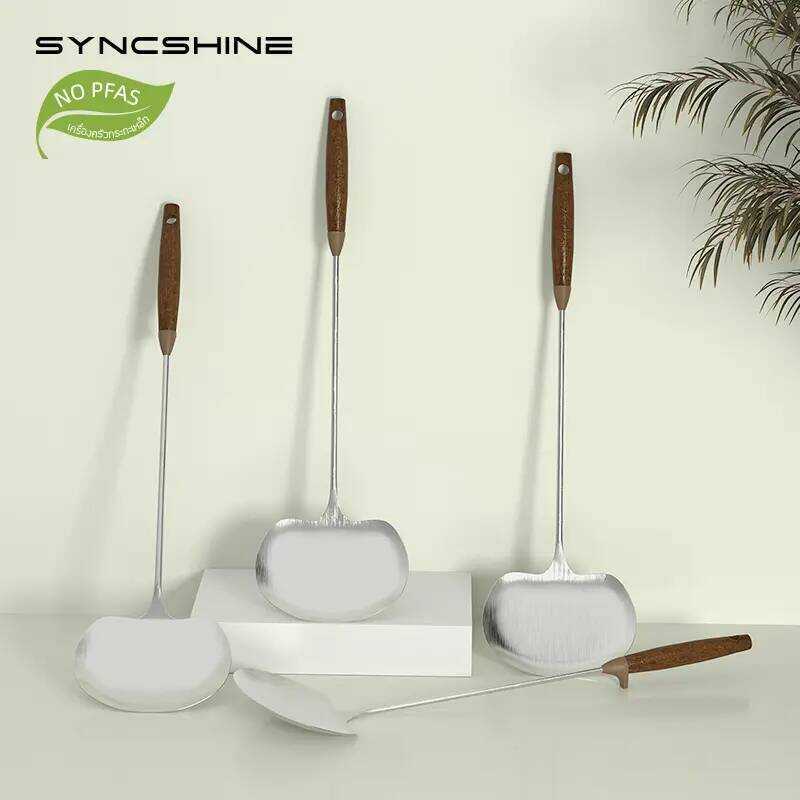 ตะหลิวทรงเห็ด Syncshine วัสดุสแตนเลสแท้ ฟู้ดเกรด 304 คุณภาพดี ตะหลิวทำอาหาร 2 In 1 ตะหลิว+ทัพพี